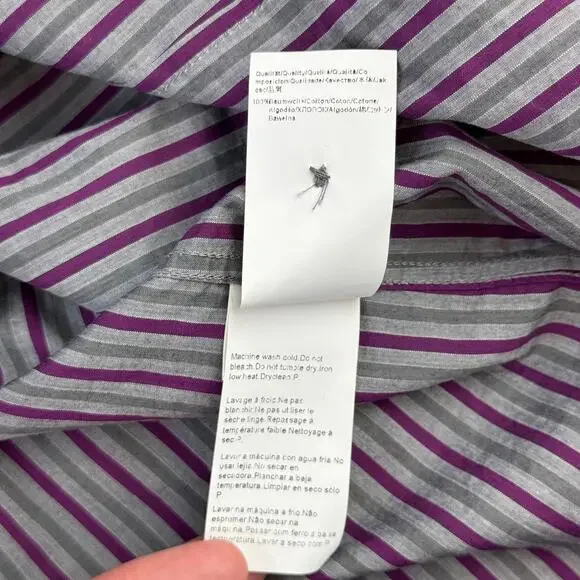 Hugo Boss Purple/Grey Striped Cotton Regular Fit Button Down Shirt Size Large - Picture 11 of 15